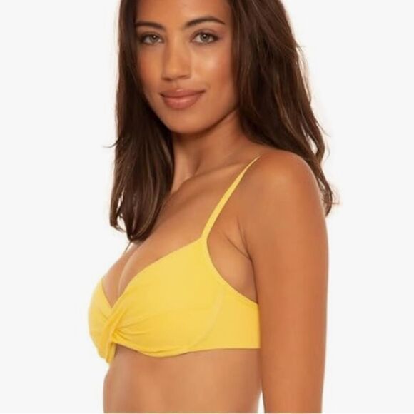 NWT New Becca Color Code Yellow Vanessa Twist Underwire Bra Swim Top L Beach - Picture 3 of 12